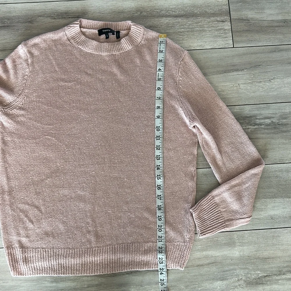 Theory Linen blend pink crew neck sweater size small